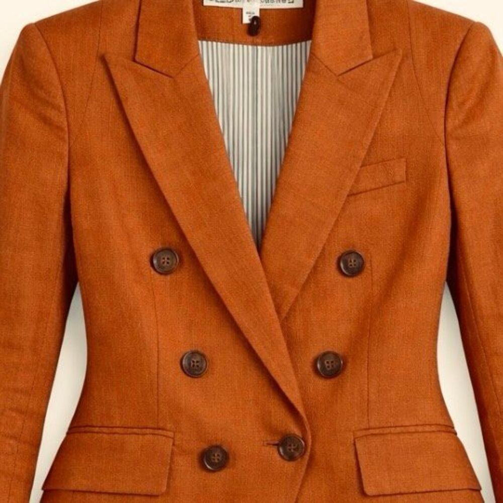 Veronica Beard Miller Dickey Blazer Linen Terracotta Women 4 Modern Classic - Picture 3 of 6